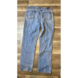 LL Bean Broken-In Denim Jeans Mens 36x32 Blue Classic Fit Light Wash Button Zip